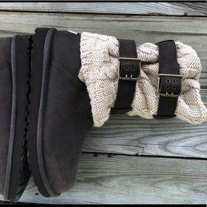 Size 11 Chocolate Leather/Knit UGGS